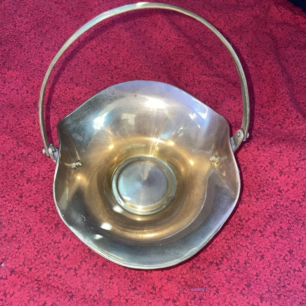 SOLID BRASS BASKET‎ SWING HANDLE GRAPES Vintage